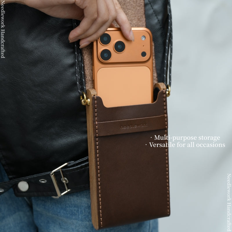 NEEDLEWORK Minimalist style Leather phone bag multifunctional storage bag