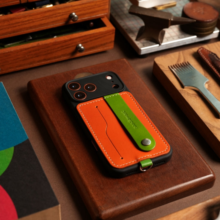 NEEDLEWORK Leather card holder hanging neck strap phone case for iPhone 17 Pro/Pro Max