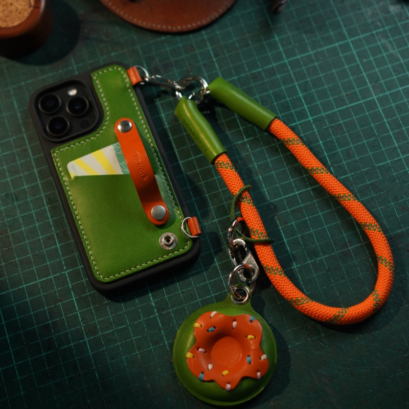 NEEDLEWORK leather card holder phone case for iPhone 11-16 with colorful strap