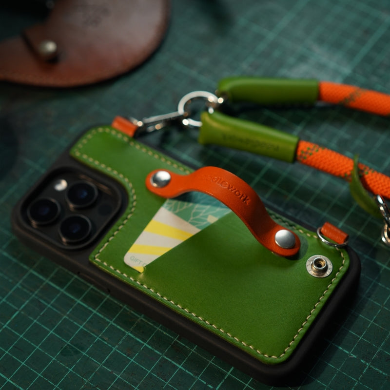 NEEDLEWORK leather card holder phone case for iPhone 11-16 with colorful strap