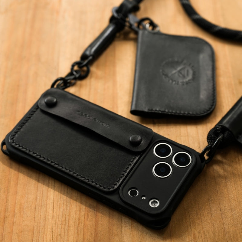 Stylish Kit! Needlework Classic-black Style iPhone 17 Series Leather Wallet Phone Case Set