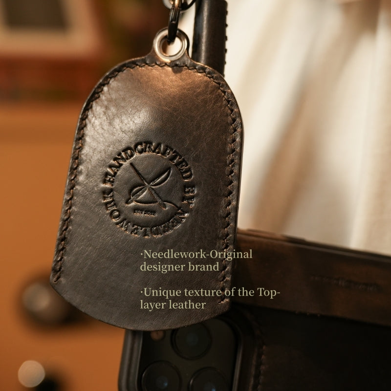 Stylish Kit! Needlework Classic black iPhone 11-16 Series Wallet Phone Case Set