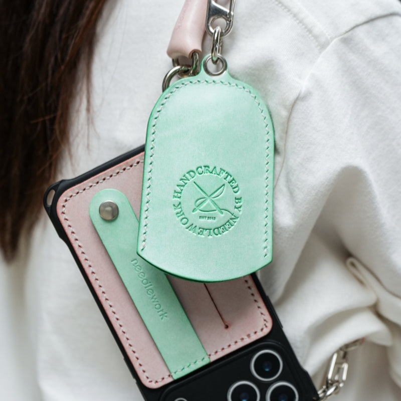 Stylish Kit! Needlework Mint Pink Palette iPhone 17 Series Leather Card Holder Phone Case Set
