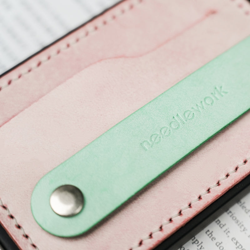 Stylish Kit! Needlework Mint Pink Palette iPhone 17 Series Leather Card Holder Phone Case Set