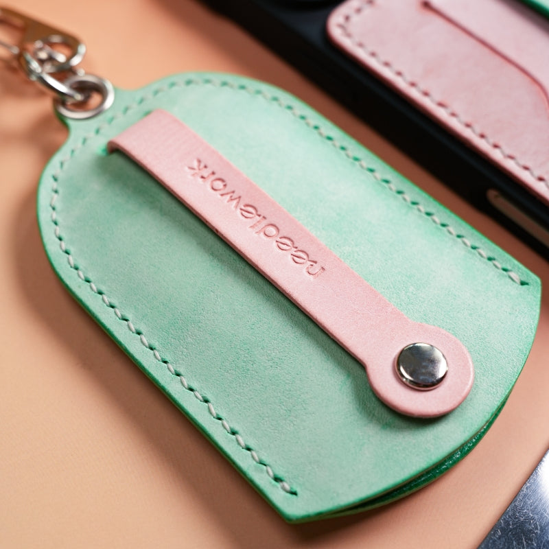 Stylish Kit! Needlework Mint Pink Palette iPhone 17 Series Leather Card Holder Phone Case Set