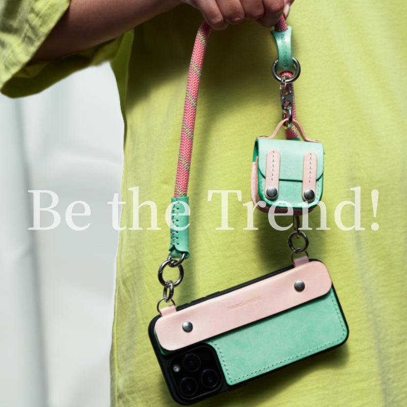 Stylish Kit! Needlework Mint-Pink Tonal iPhone 11-16 Series Wallet Phone Case Set