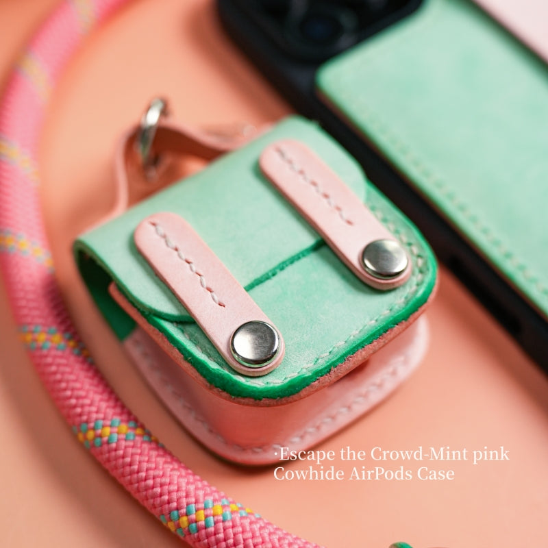 Stylish Kit! Needlework Mint-Pink Tonal iPhone 11-16 Series Wallet Phone Case Set