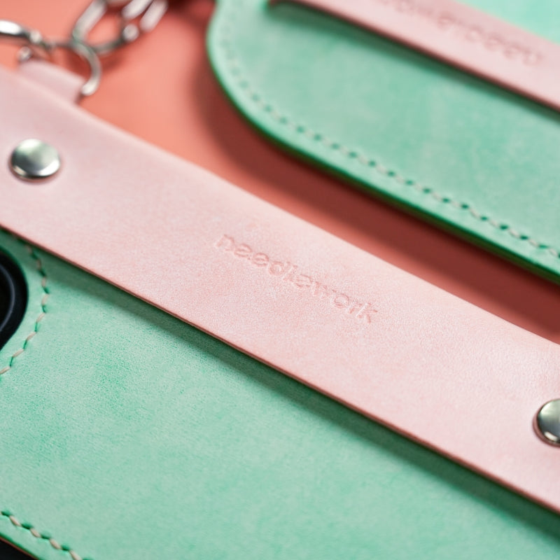 Stylish Kit! Needlework Mint-Pink Tonal iPhone 11-16 Series Wallet Phone Case Set