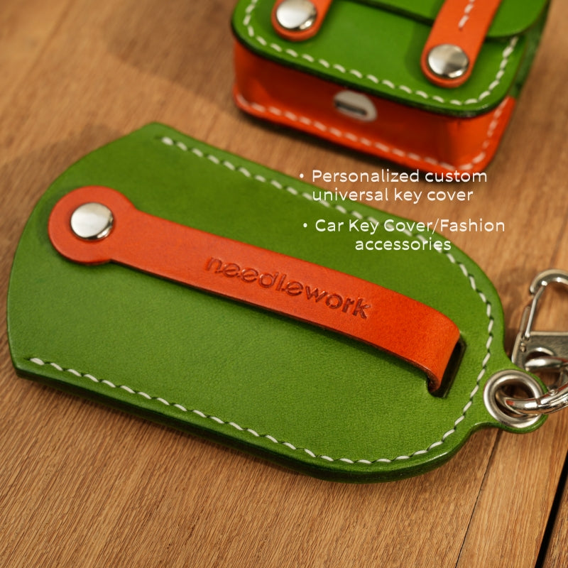 Stylish Kit! Needlework Vibrant Orange iPhone 11-16 Series Wallet Phone Case Set