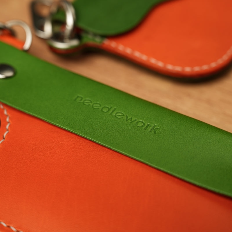 Stylish Kit! Needlework Vibrant Orange iPhone 11-16 Series Wallet Phone Case Set