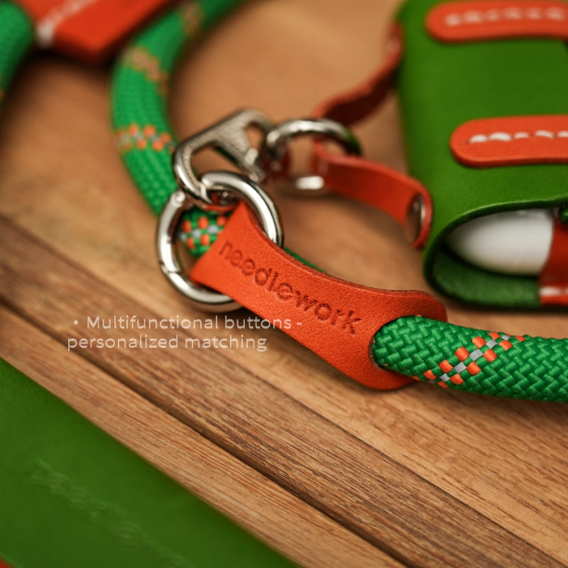 Stylish Kit! Needlework Vibrant Orange iPhone 11-16 Series Wallet Phone Case Set