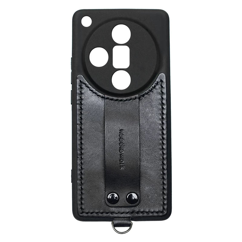 NEEDLEWORK Leather Kickstand Phone Case for OPPO Find X9 Ultra with colorful Strap