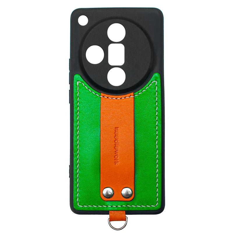 NEEDLEWORK Leather Kickstand Phone Case for OPPO Find X9 Ultra with colorful Strap