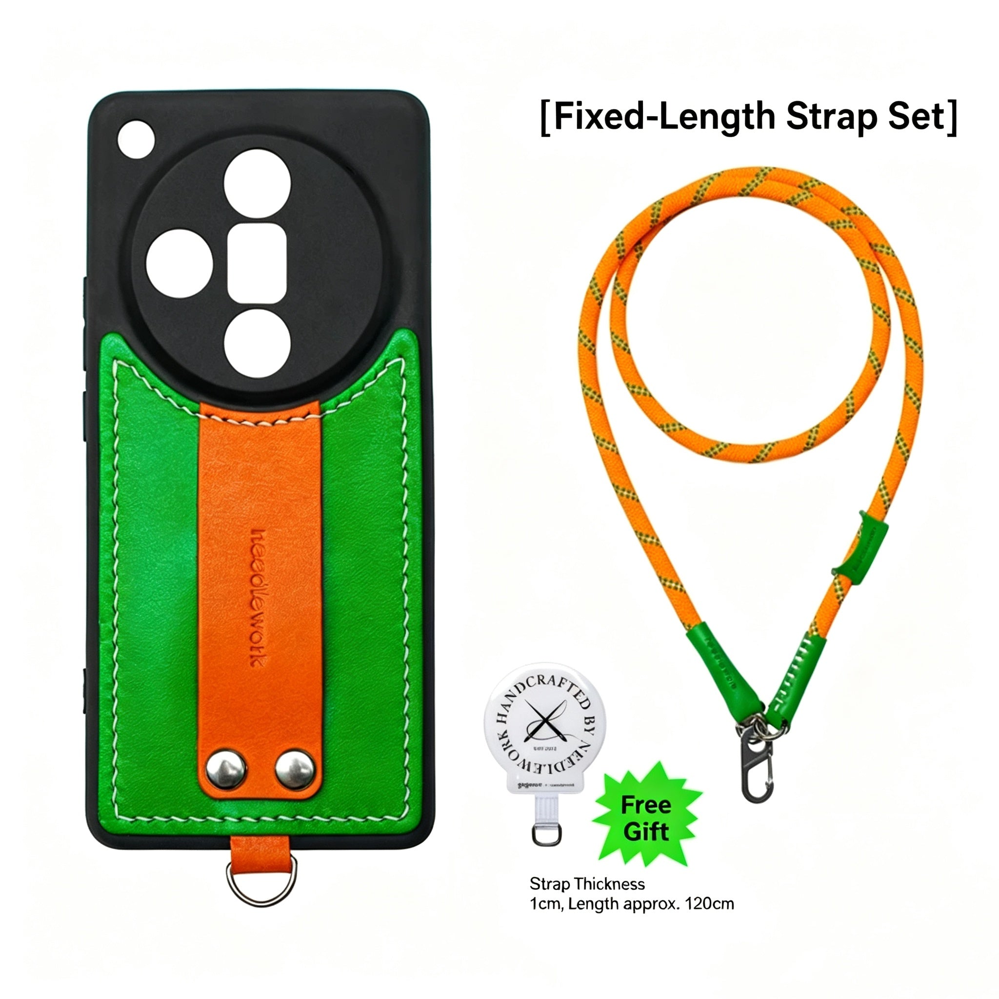 NEEDLEWORK Leather Kickstand Phone Case for OPPO Find X9 Ultra with colorful Strap