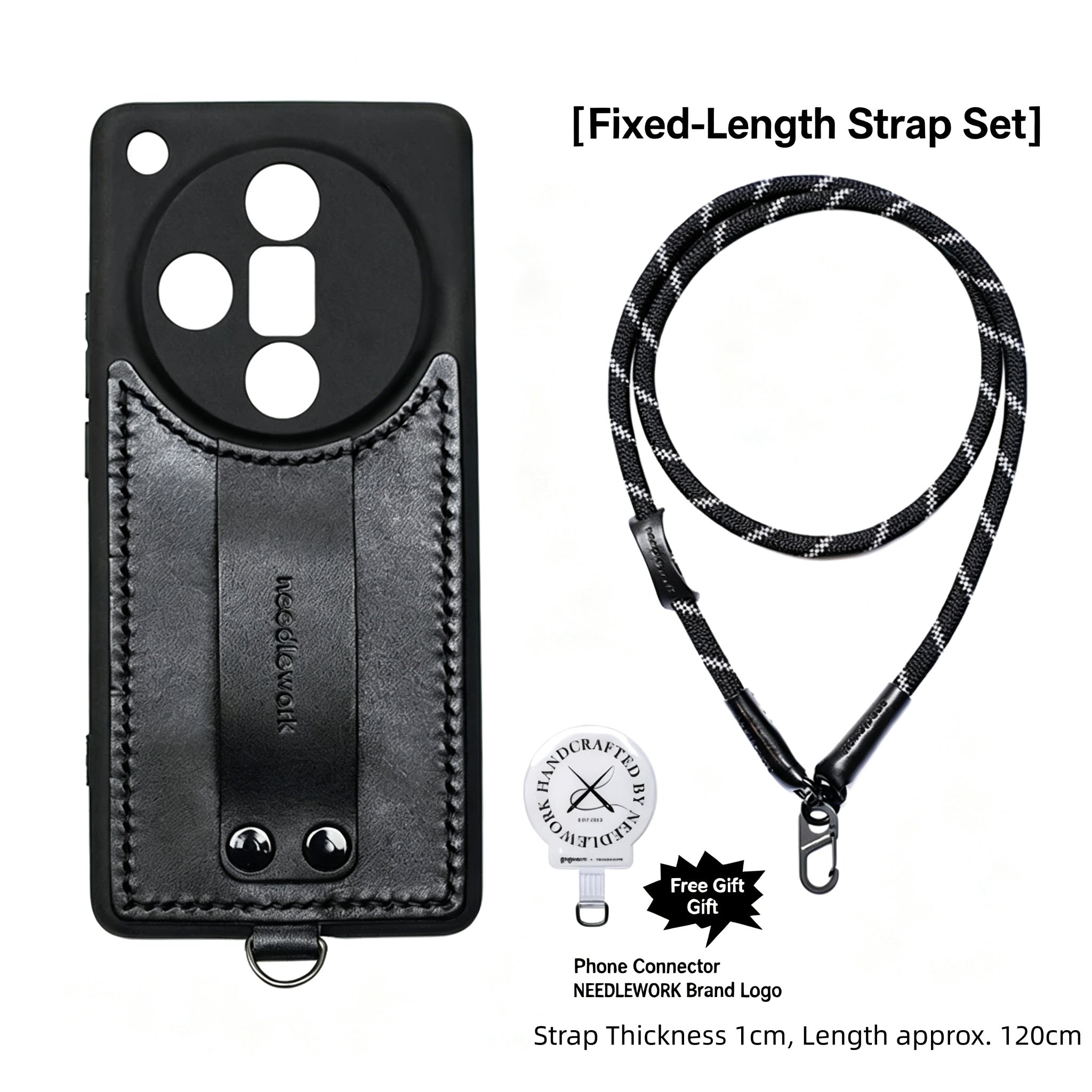 NEEDLEWORK Leather Kickstand Phone Case for OPPO Find X9 Ultra with colorful Strap