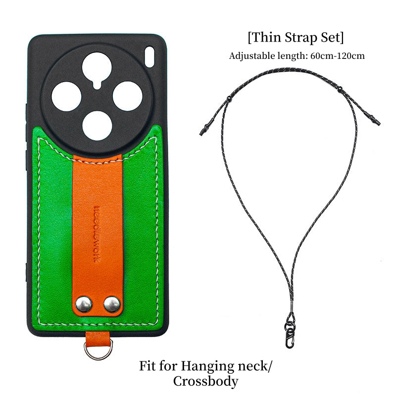 NEEDLEWORK Leather hanging neck strap phone case for vivo X200/X300/Pro