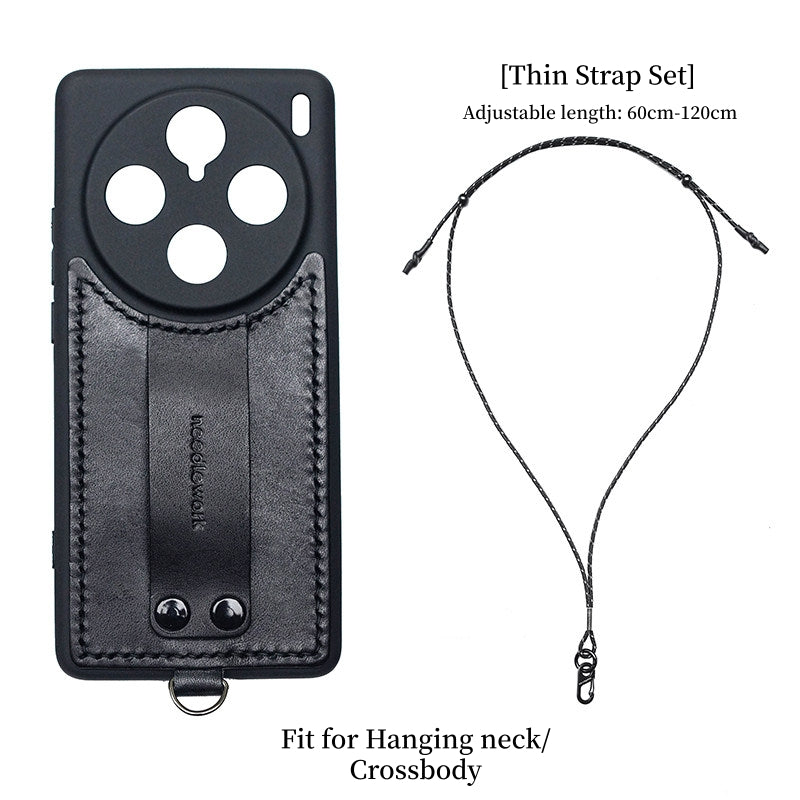 NEEDLEWORK Leather hanging neck strap phone case for vivo X200/X300/Pro