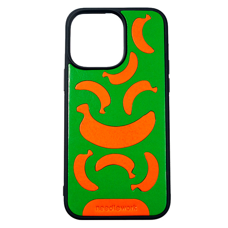 NEEDLEWORK Leather Banana Puzzle phone case for iPhone 11-13