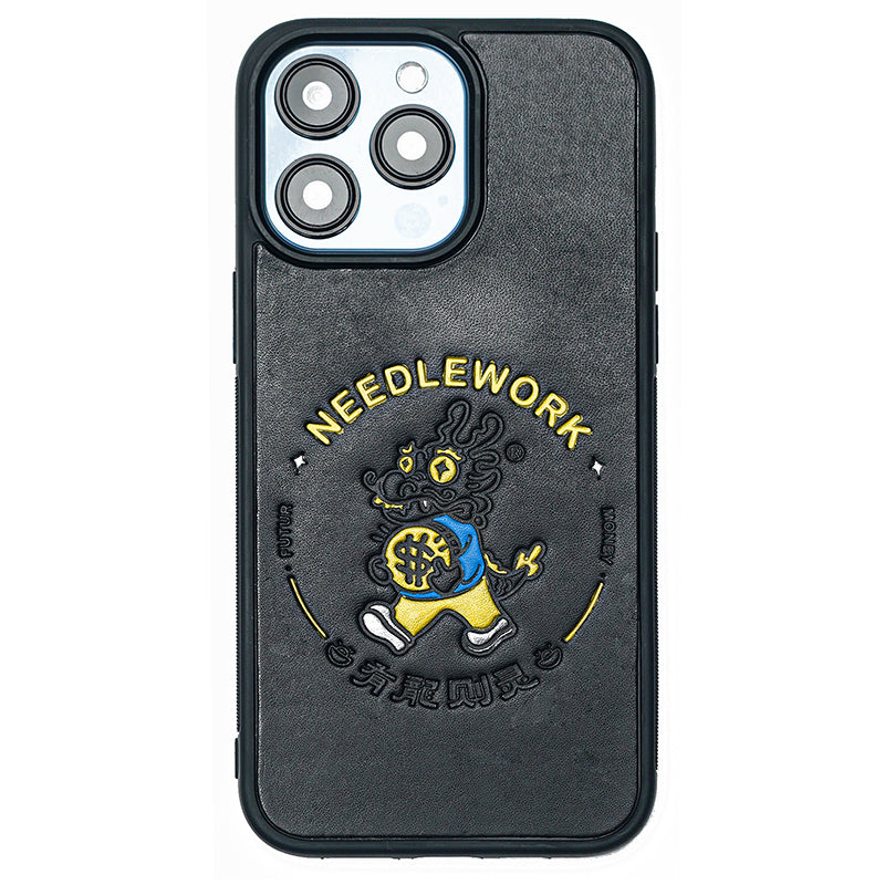 NEEDLEWORK Leather embossing phone case for iPhone 11-16