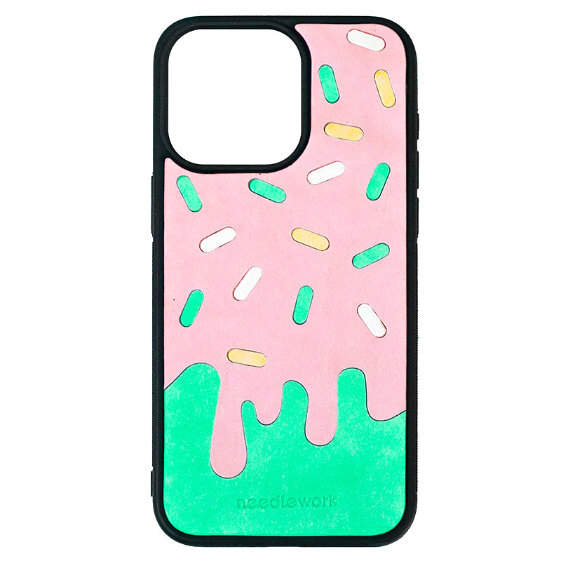 NEEDLEWORK Leather Ice Cream Puzzle phone case for iPhone 11-13