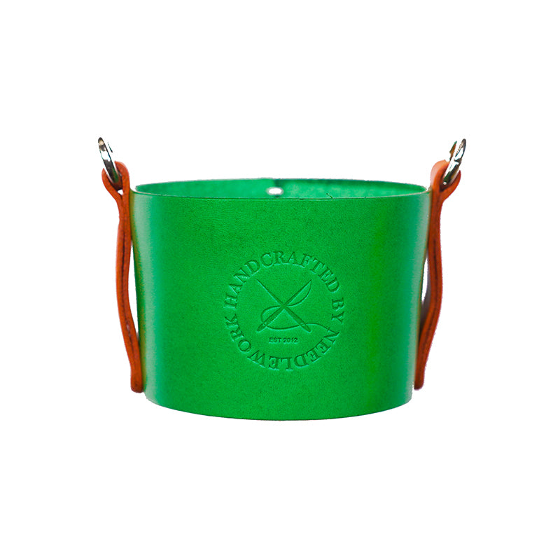 Needlework Handcrafted Cowhide Cup Sleeve - Crossbody/Handheld Protector for Travel Mugs