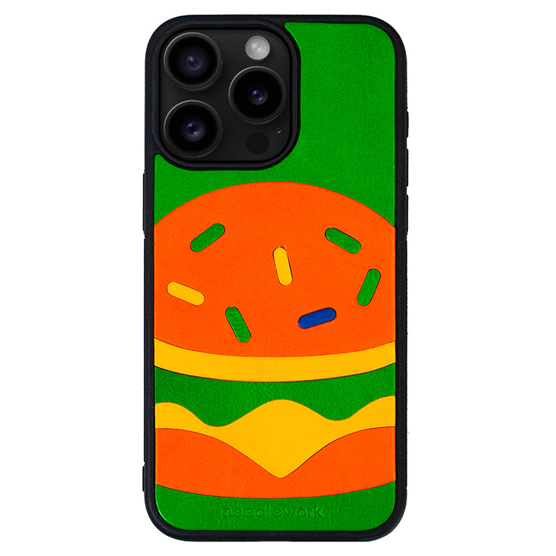 NEEDLEWORK Leather Hamburger phone case for iPhone 14-16