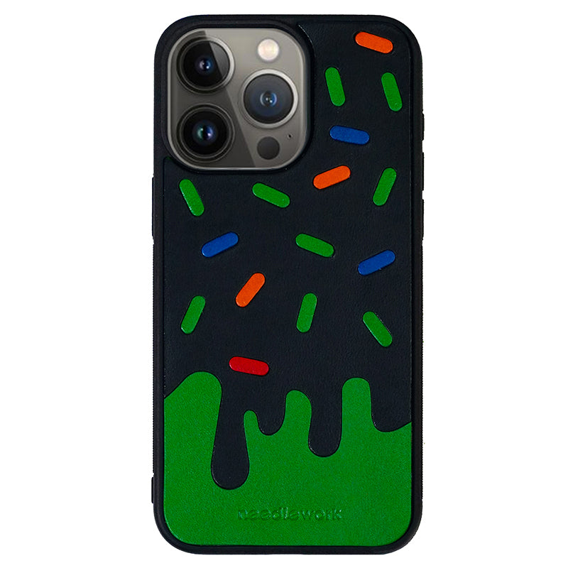 NEEDLEWORK Leather Ice Cream Puzzle phone case for iPhone 11-13