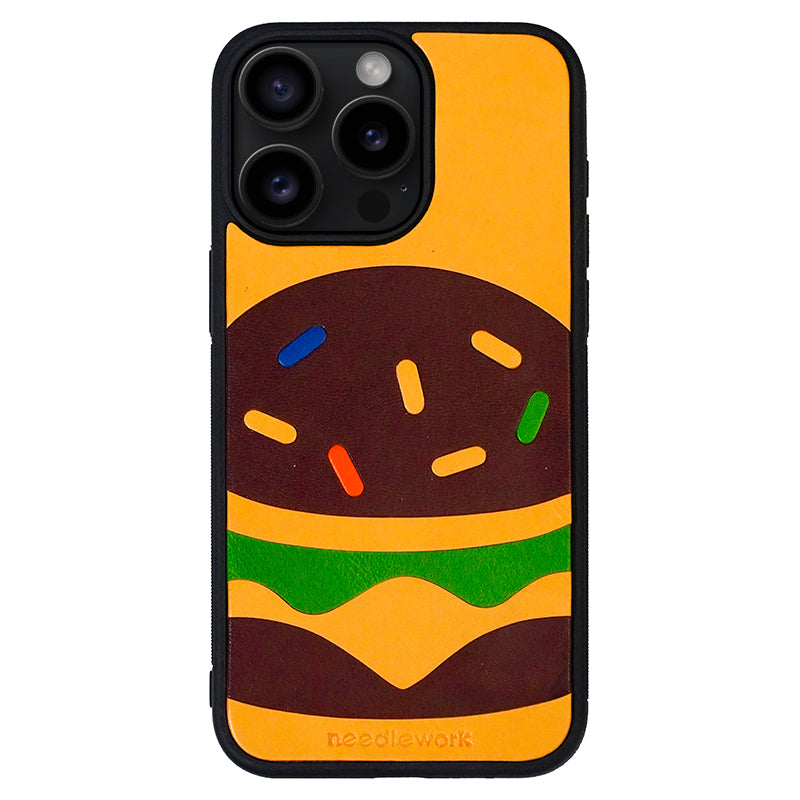 NEEDLEWORK Leather Hamburger phone case for iPhone 11-13