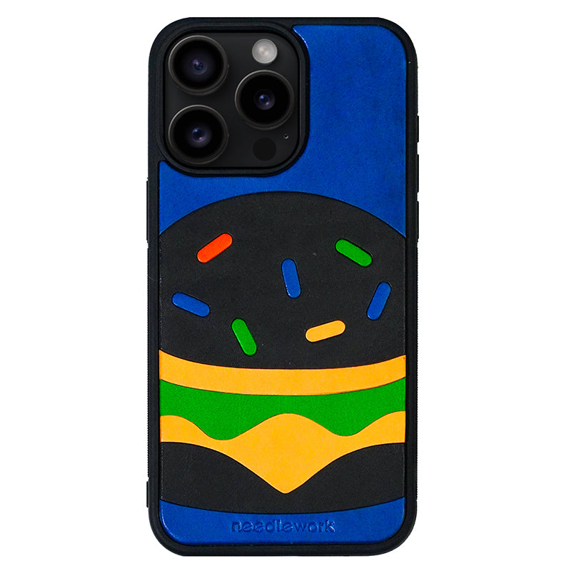 NEEDLEWORK Leather Hamburger phone case for iPhone 11-13