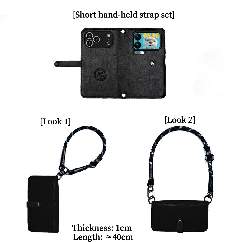 NEEDLEWORK Handcrafted Leather Flip cover dual phone cases 2-in-1 case