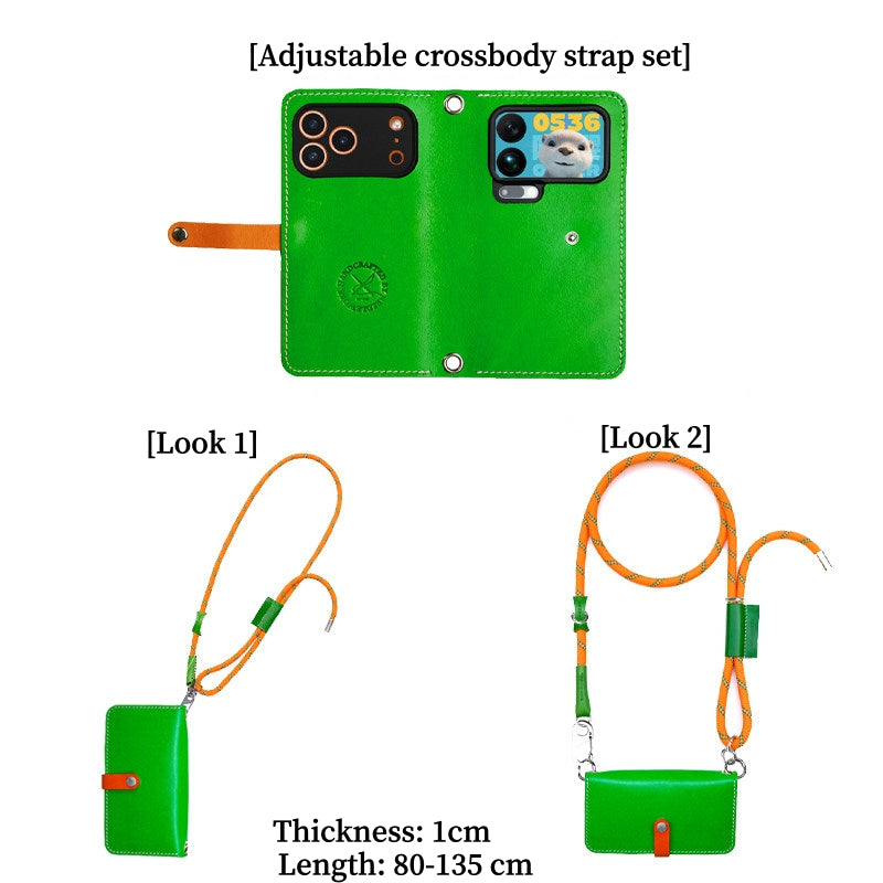 NEEDLEWORK Handcrafted Leather Flip cover dual phone cases 2-in-1 case