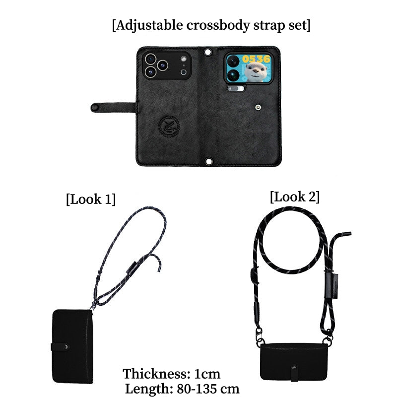 NEEDLEWORK Handcrafted Leather Flip cover dual phone cases 2-in-1 case