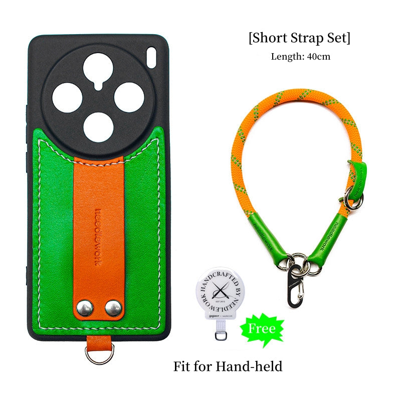 NEEDLEWORK Leather hanging neck strap phone case for vivo X200/X300/Pro