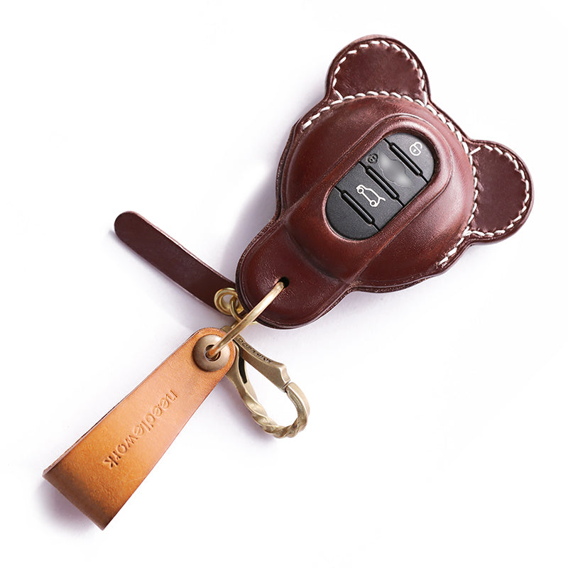 NEEDLEWORK Leather Car Key Cases for Mini Cooper Car