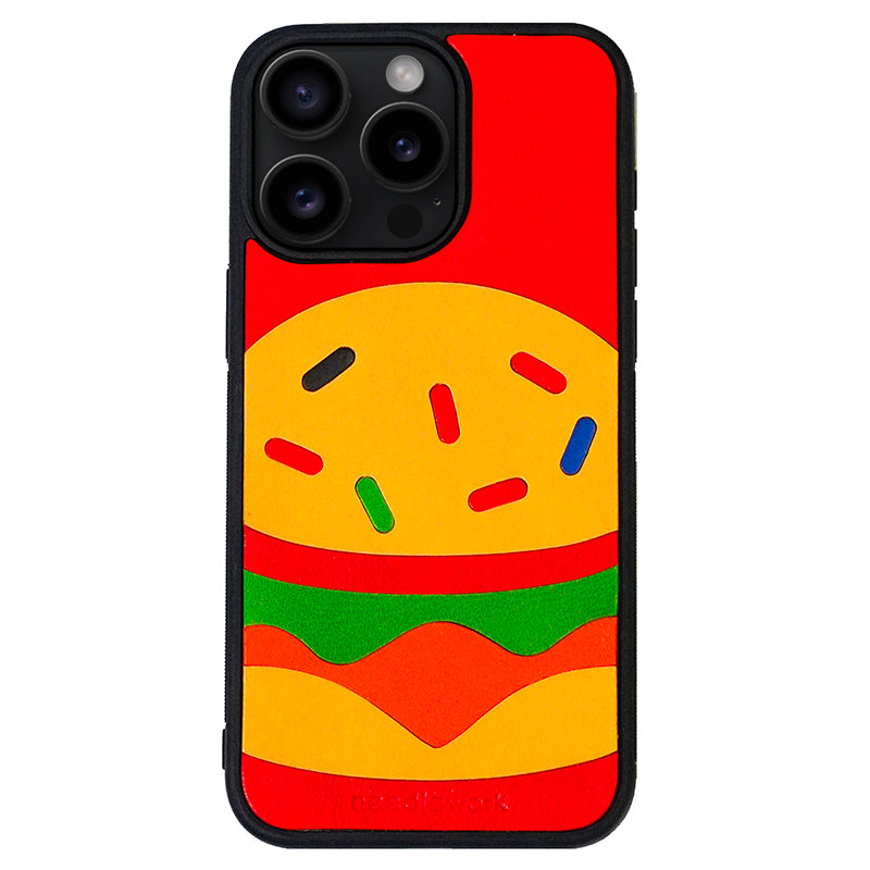 NEEDLEWORK Leather Hamburger phone case for iPhone 14-16