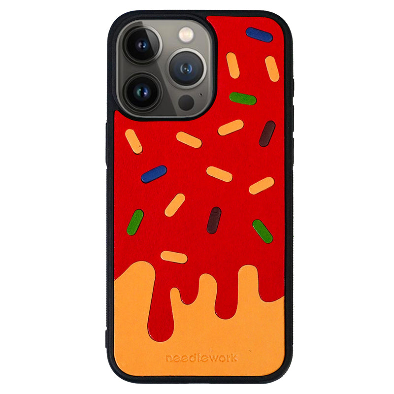NEEDLEWORK Leather Ice Cream Puzzle phone case for iPhone 11-13