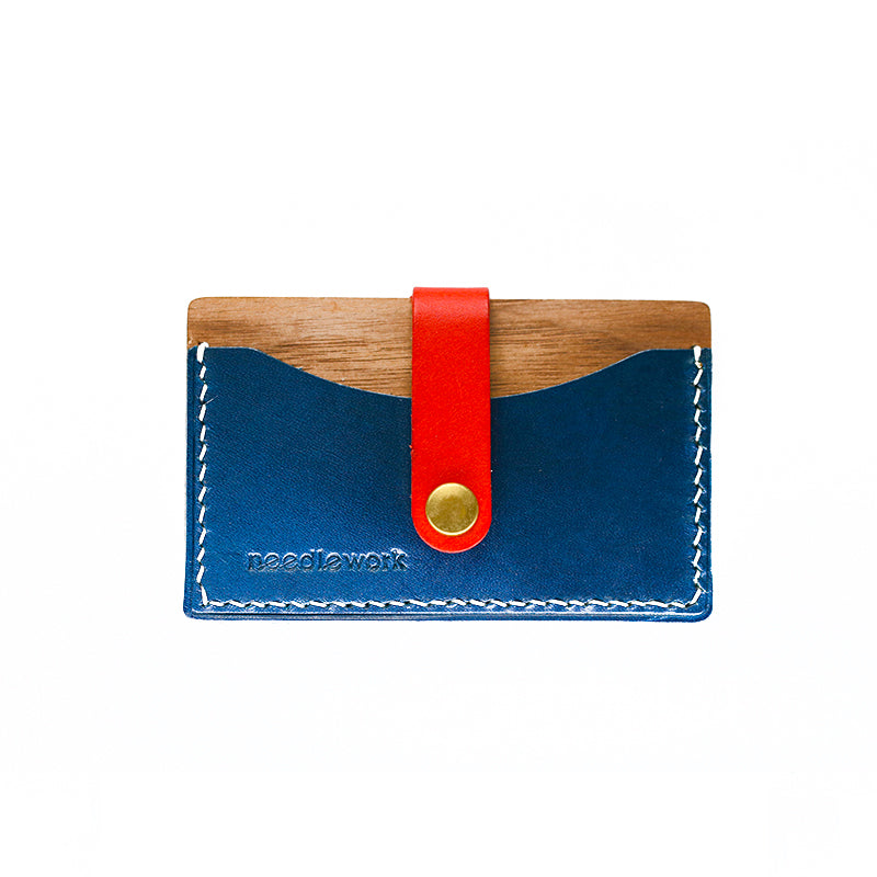 NEEDLEWORK Personalized Handmade Leather & Wood Series Card Holder