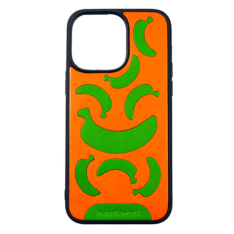 NEEDLEWORK Leather Banana Puzzle phone case for iPhone 11-13