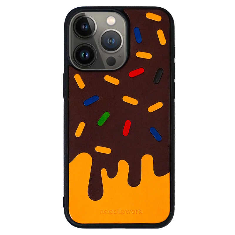 NEEDLEWORK Leather Ice Cream Puzzle phone case for iPhone 11-13