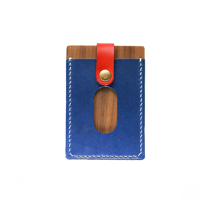 NEEDLEWORK Personalized Handmade Leather & Wood Series Card Holder