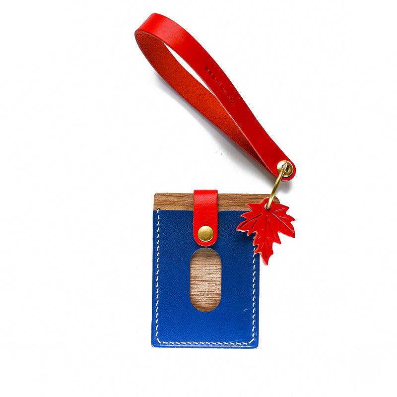 NEEDLEWORK Personalized Handmade Leather & Wood Series Card Holder