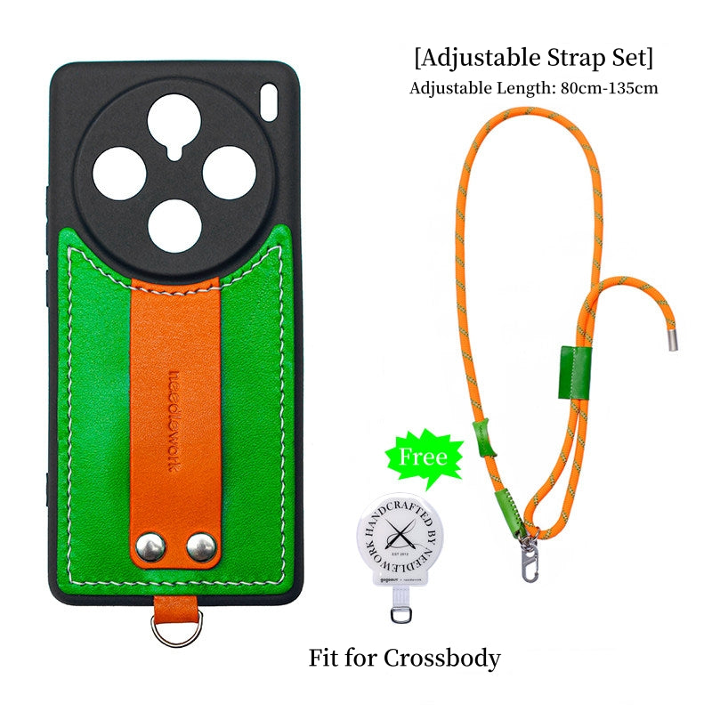 NEEDLEWORK Leather hanging neck strap phone case for vivo X200/X300/Pro