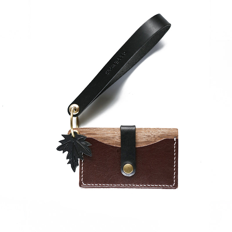 NEEDLEWORK Personalized Handmade Leather & Wood Series Card Holder