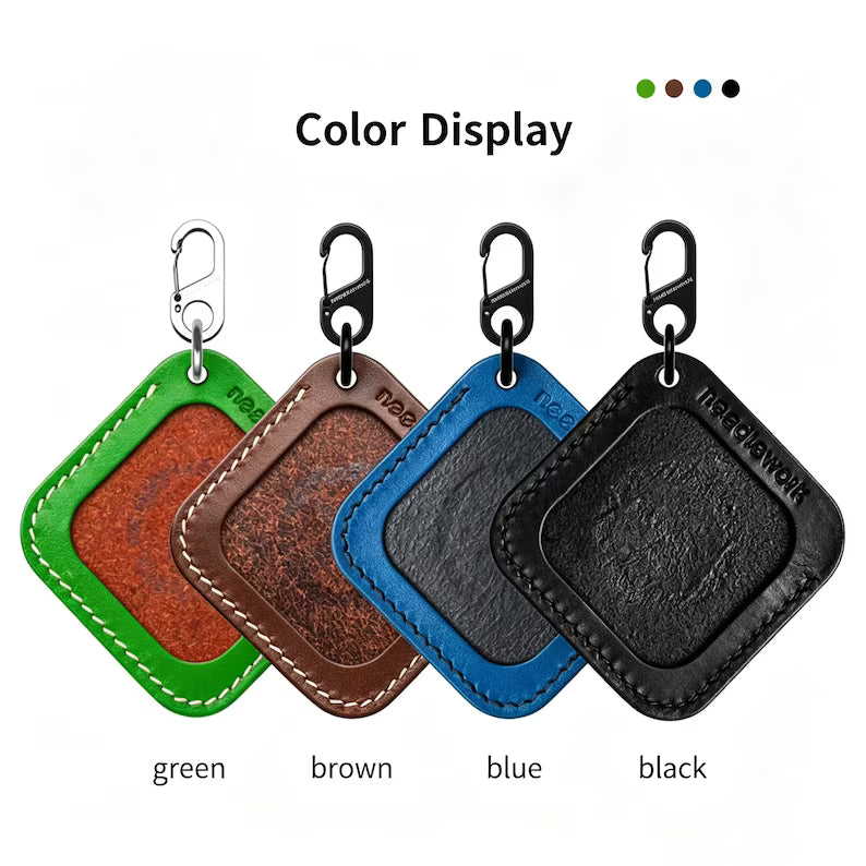 NEEDLEWORK Leather Photo Tag Keychain with Carabiner Clip for Custom Picture