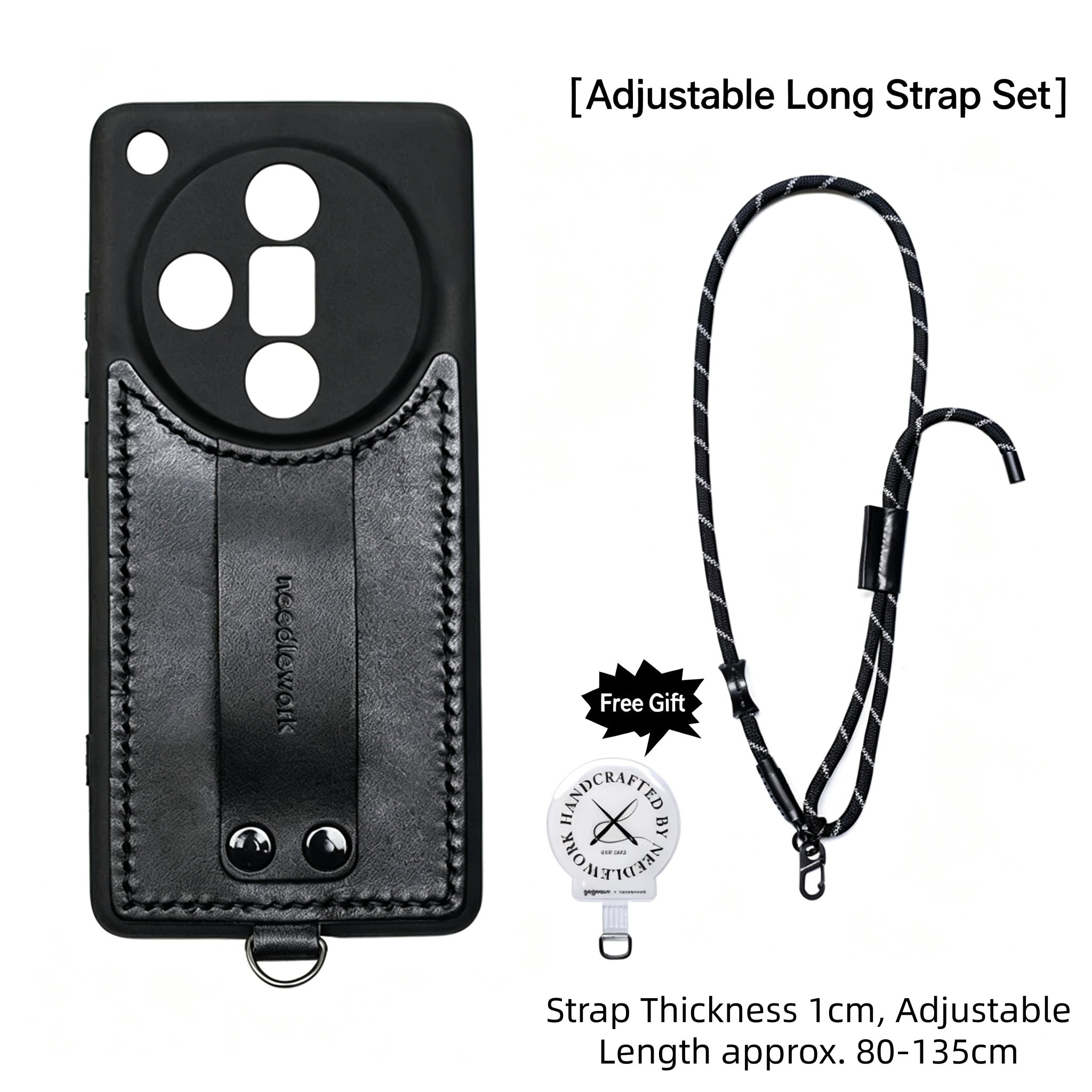 NEEDLEWORK Leather Kickstand Phone Case for OPPO Find X9 Ultra with colorful Strap