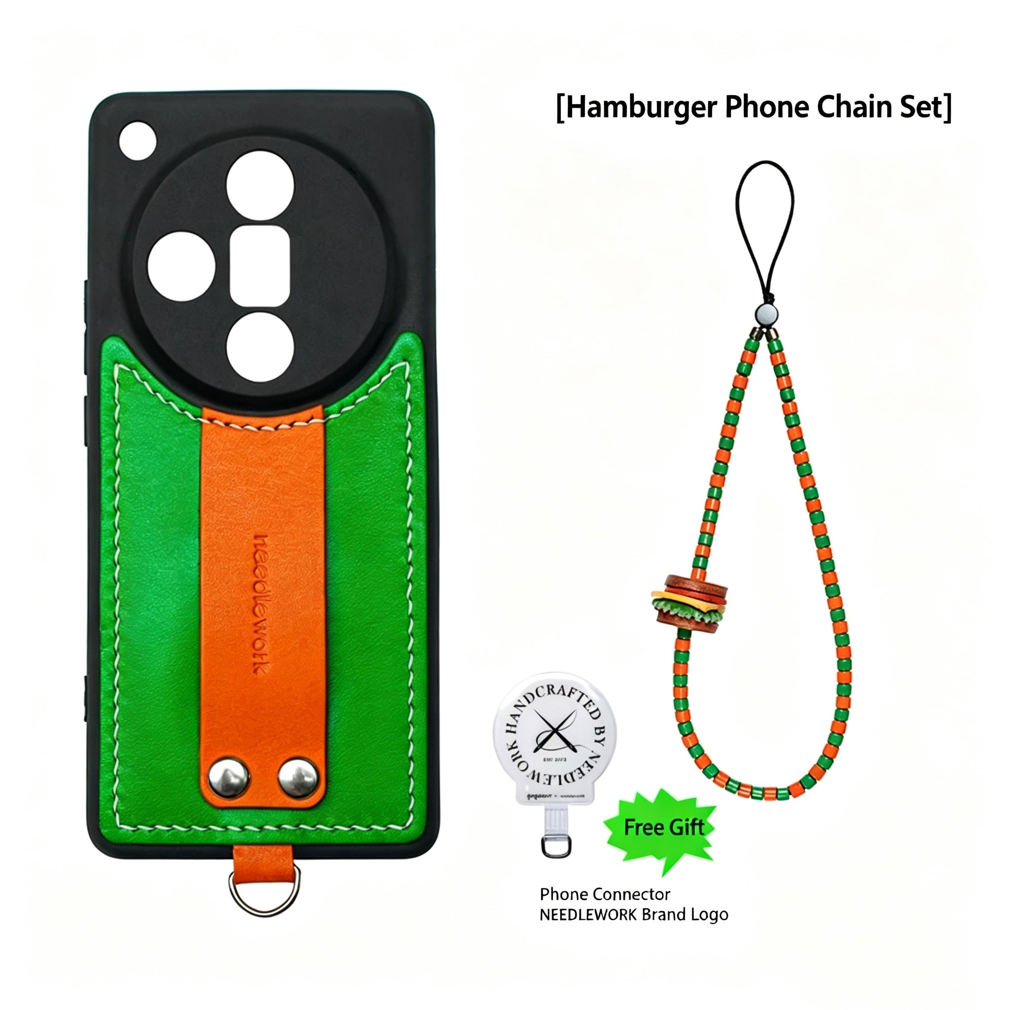NEEDLEWORK Leather Kickstand Phone Case for OPPO Find X9 Ultra with colorful Strap