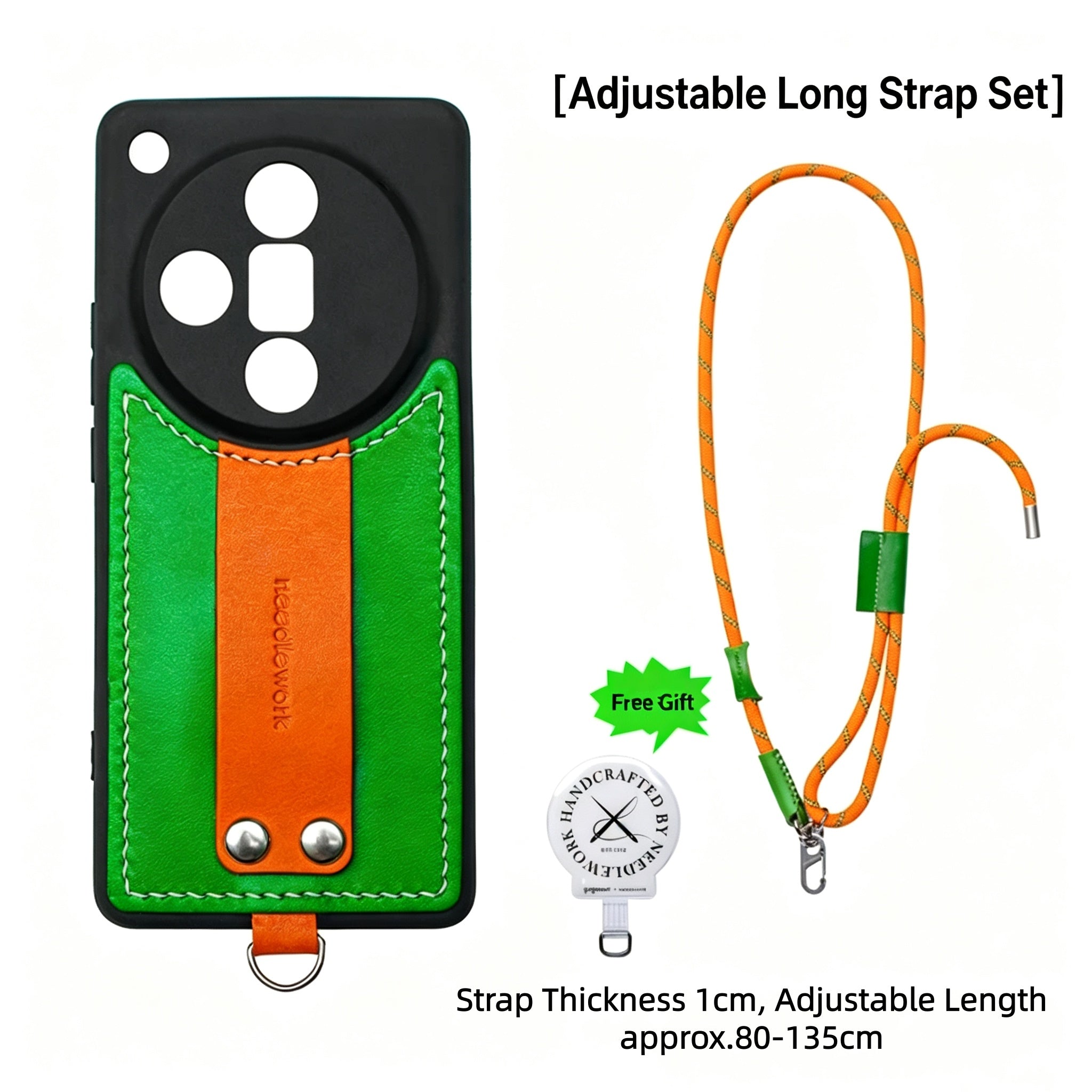 NEEDLEWORK Leather Kickstand Phone Case for OPPO Find X9 Ultra with colorful Strap