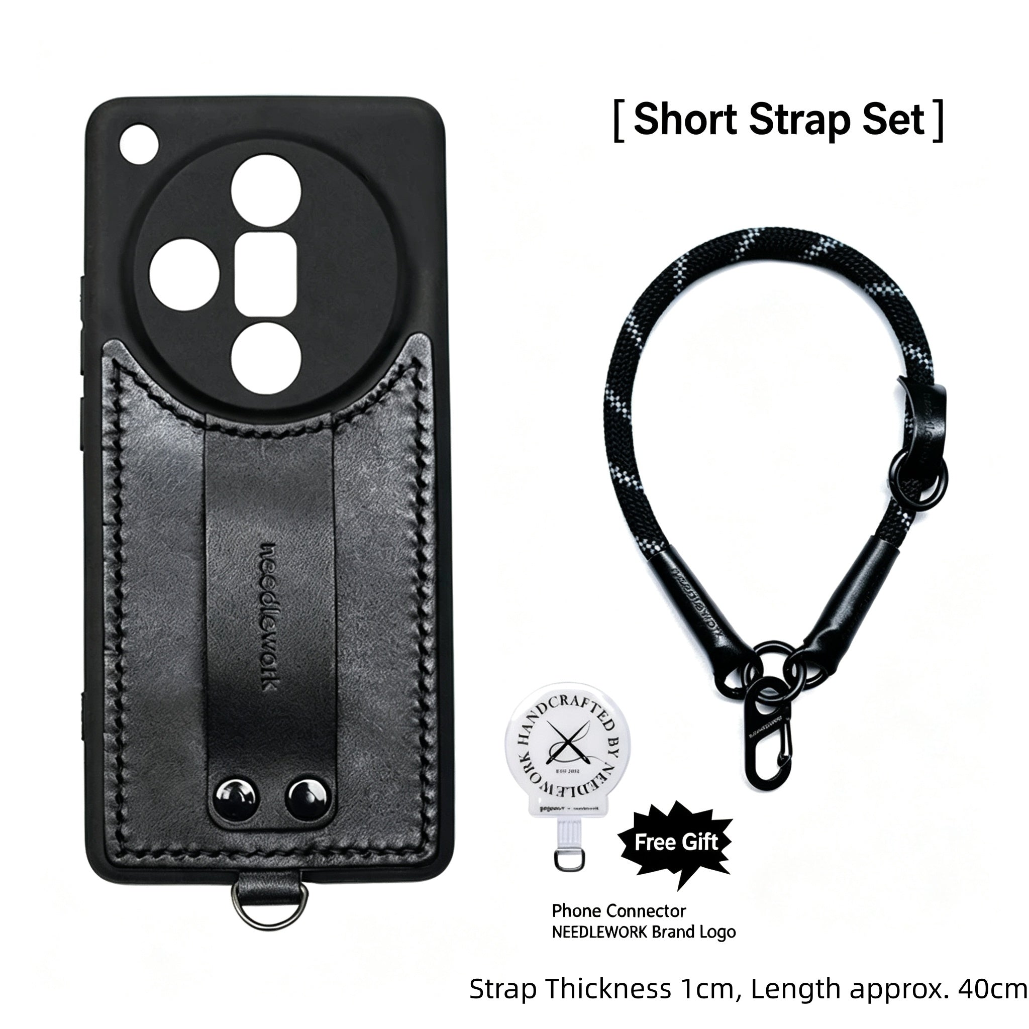 NEEDLEWORK Leather Kickstand Phone Case for OPPO Find X9 Ultra with colorful Strap