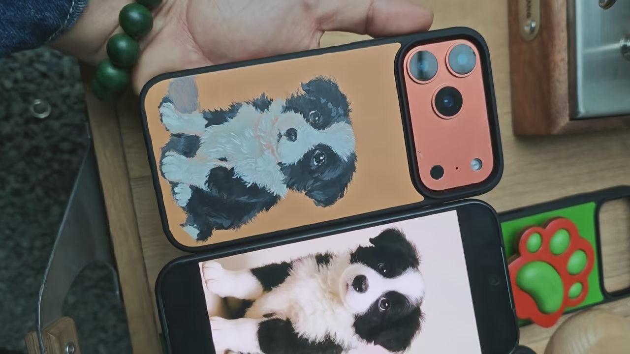 NEEDLEWORK Hand-Painted Leather Pet Customization Phone Case