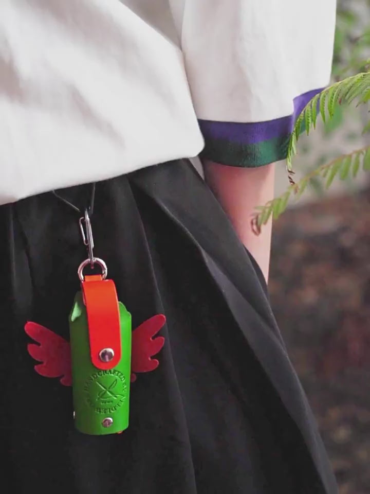 NEEDLEWORK Handcrafted Cowhide Lipstick Case, Angel Wings Lipstick Cover